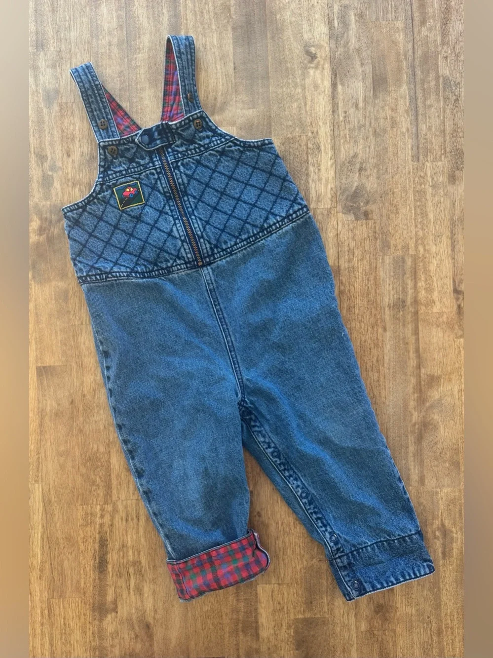Gymboree Kids Denim Overalls with Red Plaid Lining
